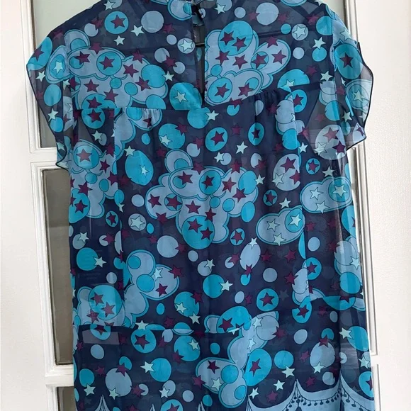 Anna Sui Silk Blue Patterned Women's Top, NWT, M - Picture 3 of 5